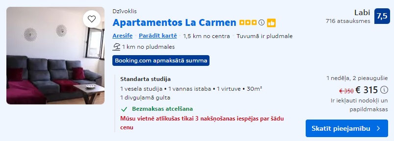 Apartamenti Lansarotē