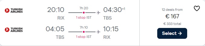 Lidojumi uz Tbilisi