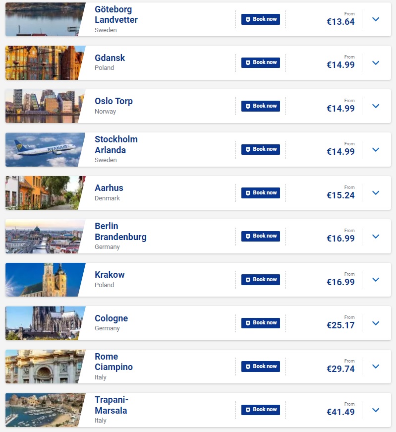 Ryanair izpārdošana no Rīgas