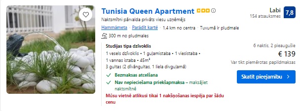 Apartamenti Tunisijā