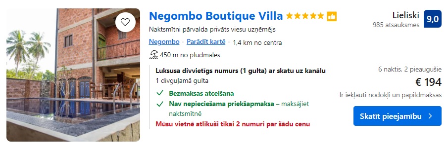 Viesnīca Šrilankā