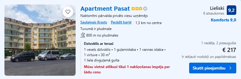 Apartamenti Saulainajā Krastā