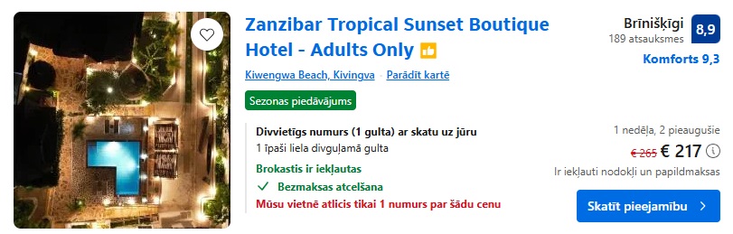 Viesnīca Zanzibārā