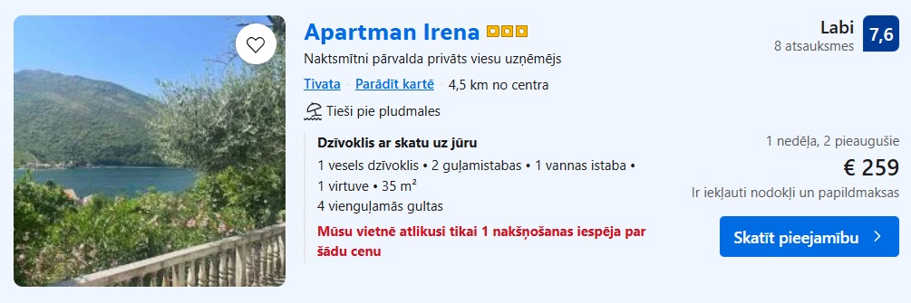Apartamenti Melnkalnē