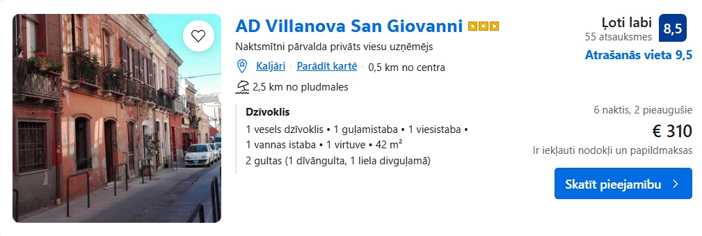 Apartamenti Sardīnijā