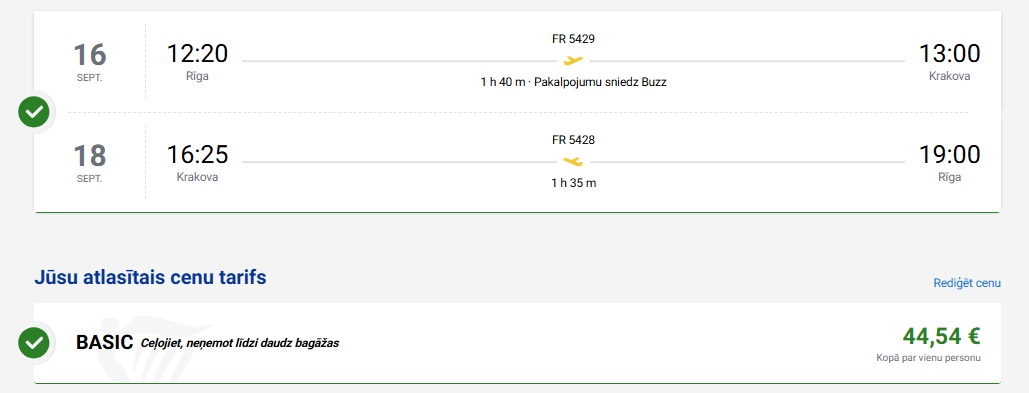 Lidojumi uz Krakovu