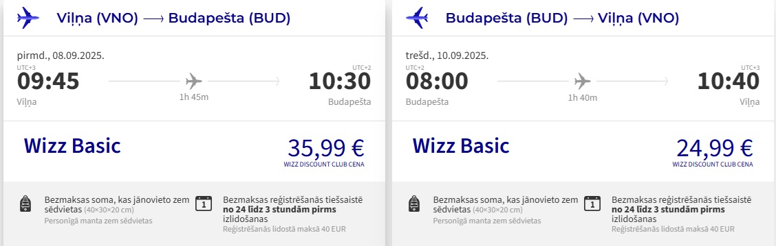 Lidojumi uz Budapeštu